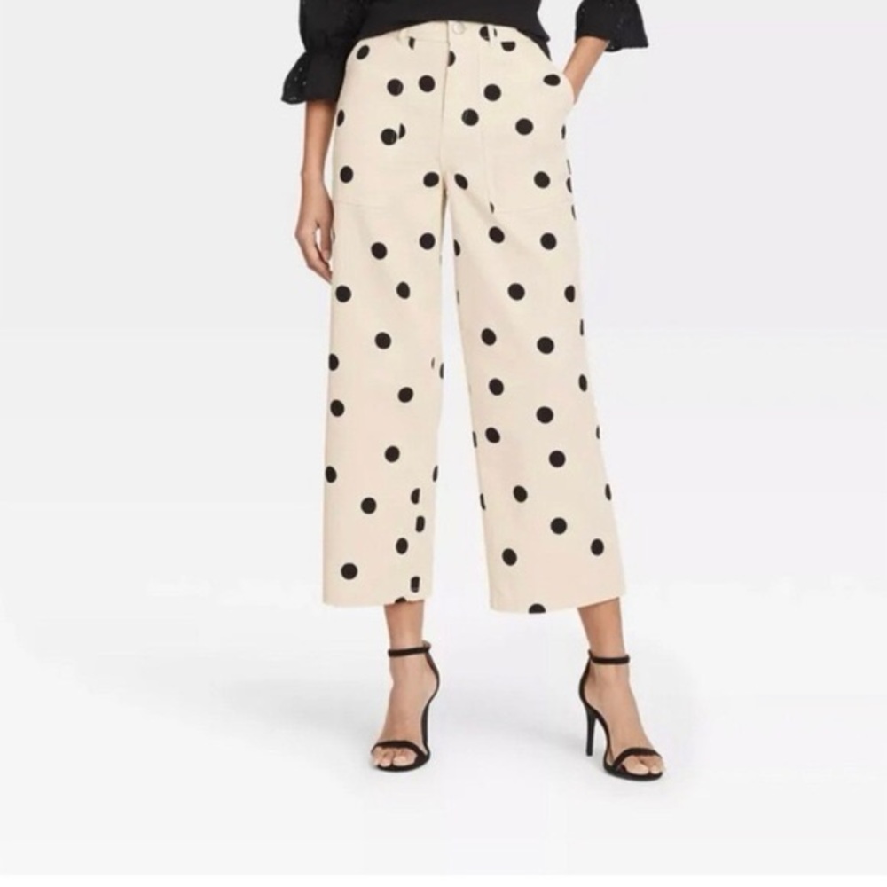 Who What Wear Polka dot cropped pants